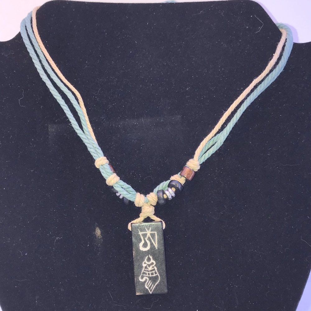 20" Cotton and Wood Necklace